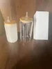 米国 /CAローカルウェアハウス16オンスの昇華タンブラーブランクストレートフロスト透明な透明なアイスコーヒーグラスマグカップ竹のふたとストローと