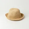 Wide Brim Hats Bucket Topi Matahari Rajutan Modis für Wanita Rafia Lembut Pantai Lipat Grosir Liburan 230510
