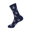 Мужские носки VPM расчесывают хлопковые мужские носки усы военно -морской якорь длинные крутые носки для мужчин для свадебной вечеринки J230510