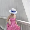 Британский стиль белый топ шляпа женский отдых пляжная шляпа M Письмо Солнца Шляпа Шляпа Соломенная шляпа женский приморский приморский прилив