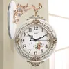 Zegary ścienne dwustronne zegar kreatywny styl europejski styl retro zegarek do salonu sztuka duże relojes parded home dekoracje eb50wc