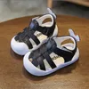 Sandalen uitsparingen Geboren schoenen Toddler Girl Zomer Baby Cirb Boy Black Wit Pink Cute Bunny E02221 230509