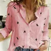 Blouses Femmes Chemises Femmes Imprimé Animal Col Rabattu À Manches Longues Casual Lâche Chemise De Bureau Mode Vintage Plus Taille 5XL 230509