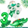 Party Decoration 1Set Giant Crocodile Foil Balloons Safari Animal Kids Birthday 32Inch Number Sequin Latex Globos Home Decorparty