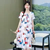 Vestidos casuais de verão em estilo coreano 2023 elegante vestido floral longo para mulheres roupas vintage soltas