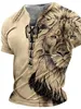 RUKAS T-shirt graphic animal lion neck clothing 3D printing casual sports short sleeved lace print vintage fashion original pattern