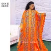 エスニック服ナイジェリアのオリジナルバジンドレスDashiki Brocade Embroiderey Basin Basin Orange Mali Women Robe Wedding Party Dresses230510