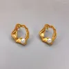 Ohrstecker Hochwertige künstliche Perle Unregelmäßigkeit vergoldet 925 Silber Pin für Damen