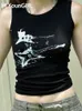 Damen Tanks Camis HEYounGIRL Ärmelloses Tanktop mit Gitarrendruck YK Lässiges geripptes Frauen-Grunge-Crop-Tops Harajuku Modeweste T-Shirt 90er-Jahre-Straßenoutfits 230510