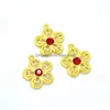 Charms BK 300PCS Design Out Design Gold Splated Flower Wising z kryminestonem na naszyjnik Bransoletka Rzemiosło 18x14 mm upuść DHG9A