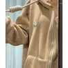 Giacche da donna Cappotto da donna Design retrò americano Slim Khaki Lettera Ricamo Contrasto corto Sweet Cool Girl Cerniera Maniche lunghe