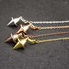 Colares pendentes Pingentes de cura de cone de cone para doações de adivinhação Radiestesia cor de ouro pendulum pêndulo homem homem amuleto pendulo