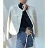 Femmes vestes femmes pour blanc Blazer 2023 Vintage élégant Tweed manteaux à manches longues veste femme mode automne hiver vêtements