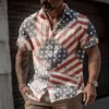 Erkekler Sıradan Gömlek 2023 Yaz Gömlek Kısa 3D Baskı Üstleri Tee Bağımsızlık Günü Bayrağı Harajuku Sleve Sleep Boy Boy Bluz Y23