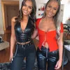 Женские танки Camis Halter Faux Leather Top Top Готическая одежда клубная вечеринка носить сексуальные урожая женщины без спинки Punk Fashion Summer Lace Up Tops 230509