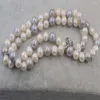 Ketten Handgeknüpfte Halskette, natürliche 8–9 mm weiße, graue Süßwasserperlen-Pullover-Kette, fast rund, 66 cm