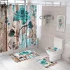 Douchegordijnen vogelbloem polyester gordijn waterdichte badkamer partitie badscherm antislip mat set toilet tapijt tapijt tapijten home decor 230510