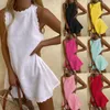 Casual Dresses Cotton Linen Summer Sleeveless Dress For Women Clothing Y2k Fashion Clothes Vintage Elegant Streetwear
