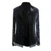 Stage Wear strass da ballo latino Top per uomo maniche lunghe scollo a V Blazer Suit Coat Ballroom Competition Abbigliamento DNV17505