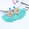 Dangle Chandelier Circle Fan Shaped St Tassel Earrings For Women Weave Rattan Braid Earings Bohemian Jewelry Drop Delivery Dhgarden Dhvjc