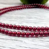 Strand 4mm 3LAPS Natural Wine Red Garnet Crystal Round Clear Beads Armband