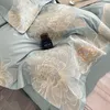 Sängkläder set Abay Set Egyptian Cotton Floral Brodery Quilt Cover Soft Daket Flatfited Bed Sheet Pillow Case King Queen 230510