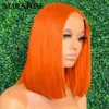 Hair Wigs Ginger Short Bob Lace Front 100% Human for Women Blonde Orange Straight Brazilian Closure Wig 230510