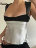 Women's Tanks Camis Yiallen Aesthetic Satin Patchwork Milkmaid Cami Top Y2K Fairy Grunge Backless Tie Up Mini Vest Retro Women Crop Streetwear 230510
