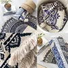 Teppiche Marokko Runder Teppich Boho-Stil Quaste Baumwollstoff Teppichmatte Türdecke Dekor M68E1