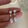 Stud Earrings FYJS Unique Light Yellow Gold Color Layer Round And Water Drop Pearls For Women Jewelry