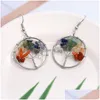 Earrings Necklace Life Of Tree Earring Jewelry Set For Women Colorf Natural Stone Beads Pendant Sweater Stud Jwewlry Gift Dhgarden Dhki6