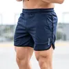 Herr shorts sommarmärke springa shorts sport jogging shorts snabbtorkande gym mäns enkellager marinblå smal smal shorts 230510