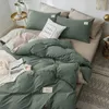 Sängkläder sätter hem textil fast färg täcke täcke kudde fodral lakan ab side quilt pojke barn tonåring flickor set king drottning 230510