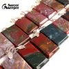 Pendant Necklaces Women Men Fashion Jewelry Rectangle Pendants With Chain Wholesale Natural Ocean Jasper Stone For Making BK435H