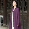 Vestes pour femmes femmes coton et lin printemps été rétro décontracté hauts longs bouton debout à manches longues Simple Vintage manteau 2023