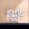 Stud -oorbellen Huitan Geometrisch gevormd voor vrouwen ingelegde ovaal/vierkante/peren kubieke zirkonia mode gecontracteerde dame's oorrang sieraden