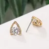 Stud Earrings DE237 Fashion Street Snap Delicacy 4A Zircon Triangular Geometry Ear GIRL'S Gift Party WOMEN'S Jewelry 2023