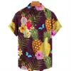 Camicie casual da uomo Stampa frutta hawaiana Maniche corte Modello ananas Top Abbigliamento moda Camicia allentata estiva Y23