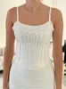 Femmes Tanks Camis CHRONSTYLE Blanc Fleur Spaghetti Strap Chic Femmes Sans Manches Col Rond Crosets Crop Tops Party Casual Sling Tank Vest 230509