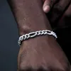 Vente 925 en argent massif 13 mm de large avec 2 rangées de diamants Moissanite Bracelet à maillons cubains pour bijoux Hiphop