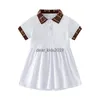 Summer Kids Girl Dress Turn-down Collar Short Sleeve A-line Fashion Princess Dresses Cotton Casual Childrens Designers Clothes Dresses 1-6T