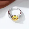 Pierścionki ślubne Bridal Obietnic Bet Big Round Yellow Stone for Women Srebrny kolor cyrkon zespoły Walentynkowe Prezenty biżuterii