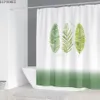 シャワーカーテン緑の葉印刷カーテントロピカルプラント天然バスルームアンチスリップバスマットセットトイレラグカーペット230510