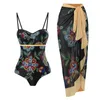 Dames badmode print strandkleding zwempak verbatage dames badpak ruches monokini sexy onepiece pakken bodysuit zwempak 230509