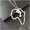 Pendant Necklaces Stainless Steel Africa Map Simple Hollow Portrait Necklace Jewelry Gifts For Men Women Drop Delivery Pendan Dhgarden Dhzim