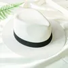 Chapéus de aba larga Bucket HT2261 Summer para homens Mulheres palha no Panamá Solid Plain Beach com banda unissex fedora sol chapéu 230509