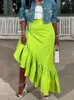 스커트 wuhe ruffles hem mesymmetrical High Waist Maxi Long Skirt 2023 가을 겨울 스트리트웨어 패션 여성