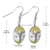 Charm Fashion Dry Flower Dangle Earring Torkade blommor örhängen Glass Oval Ball Tree of Life Drop Earing Creative Jewelry Gift Dhgarden Dhhx7