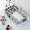 Bassinetter vaggar avtagbar babymadrass bo säng lekpinnar kudde stötfångare resekribb för födda bärbara barn sängkläder staket korg 230510