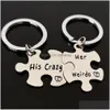 Key Rings Her King His Queen Keychain And Couple Chain Puzzle Ring Lover Anniversary Gifts Drop Delivery Jewelry Dhidz